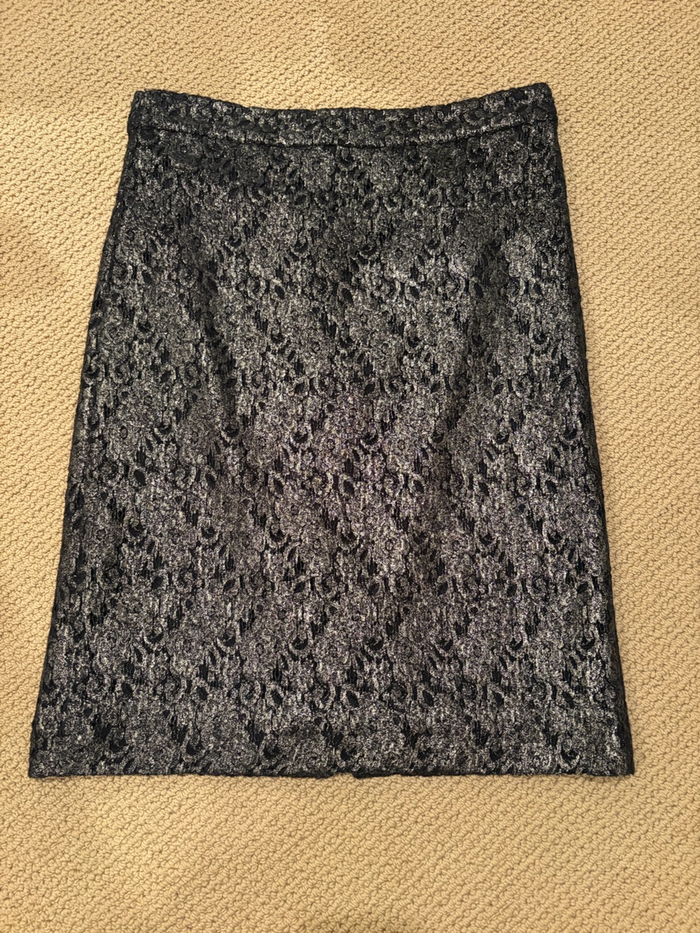 J. Crew Collection size 4 Black Silver Metallic Pencil Skirt